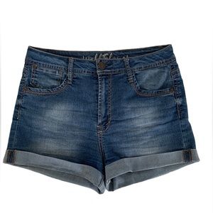 Wallflower Jean Shorts Cuffed Acid Fading Blue Medium Wash Juniors Size 7